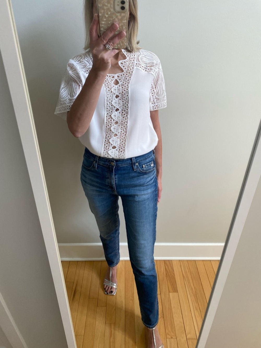 New White Eyelet Lace Women's Top